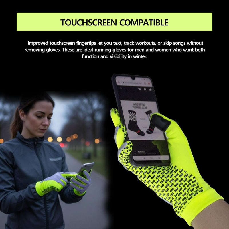 ReflecToes Reflective Winter Running Gloves - Touch Screen Compatible Warm Gloves -Thermal Fleece - Cold Weather Hi Vis Safety for Night Runs (XL) - Image 3